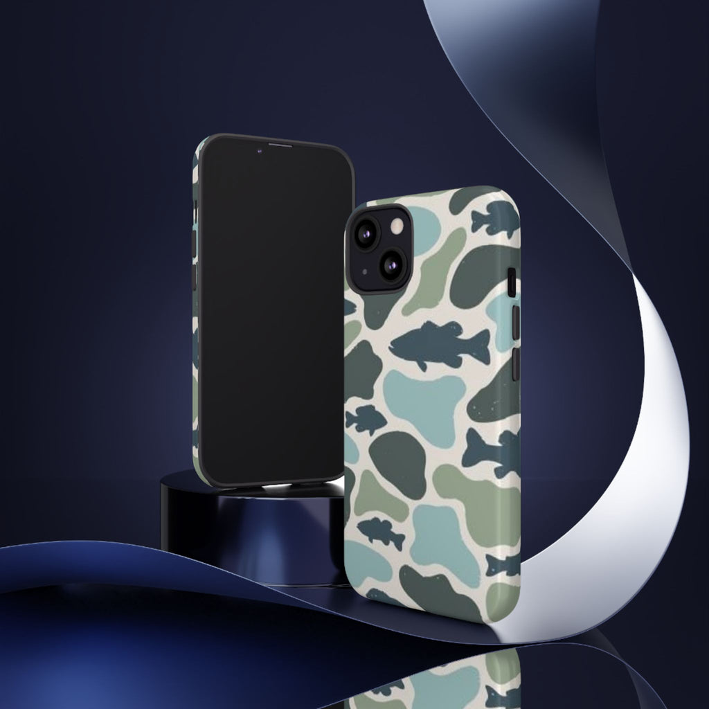 Camouflage Fish Tough Phone Case — Waterproof Blue-Green Camo iPhone Cover