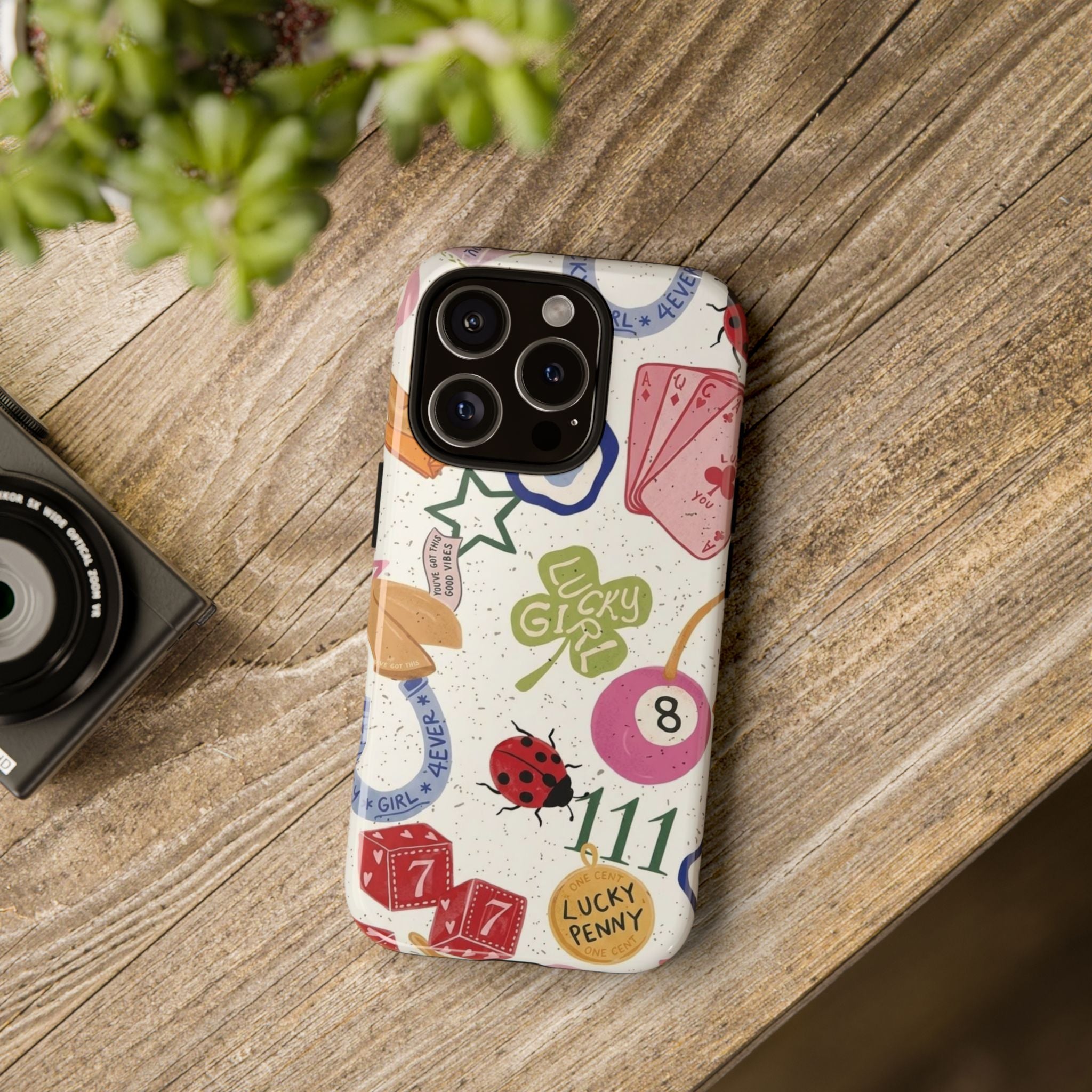 Lucky Charm Phone Case — 'Lucky Girl' Sticker Collage Design