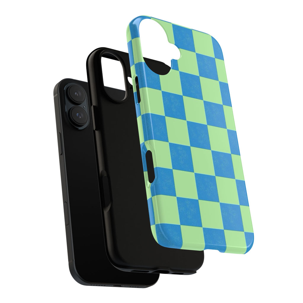 Cowgirl Blue Checkers — Retro Checkered Tough Phone Cover