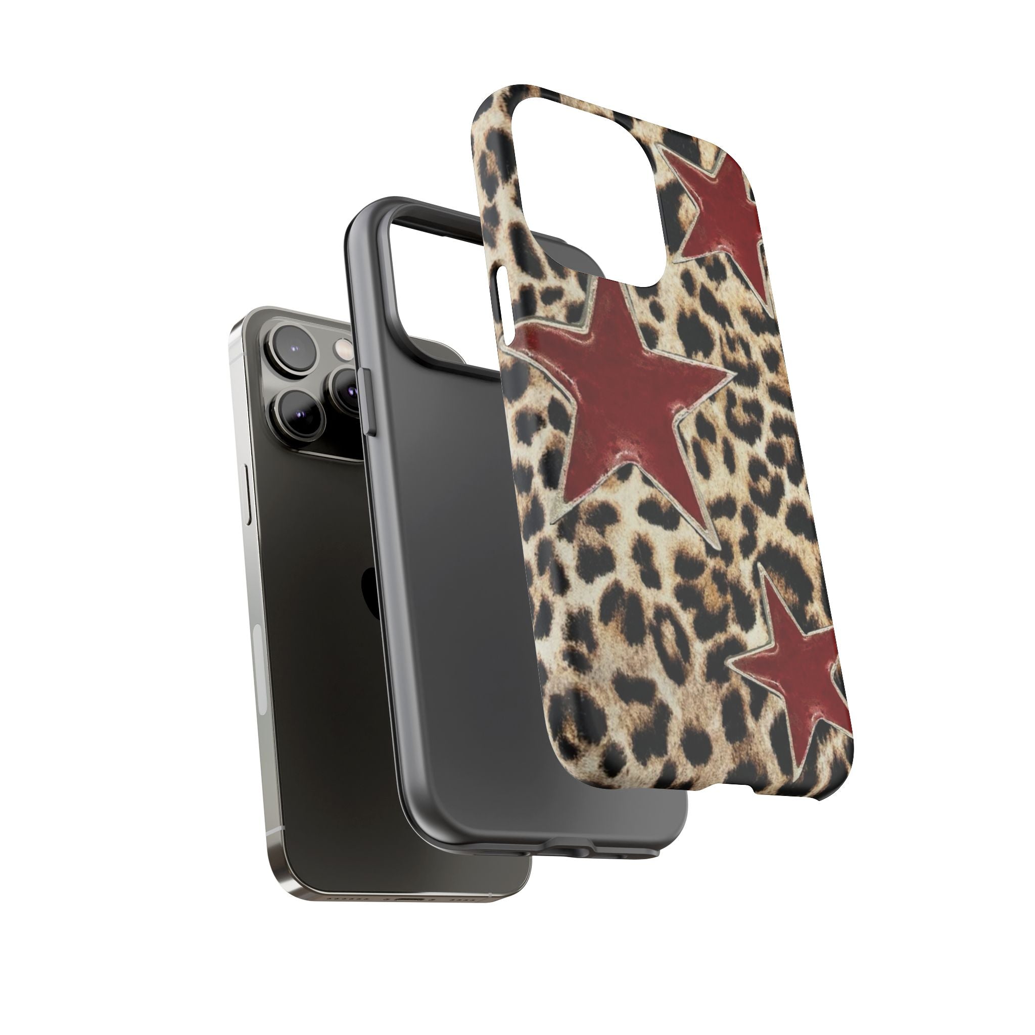 Ruby Leopard Star – Red Stars on Animal Print
