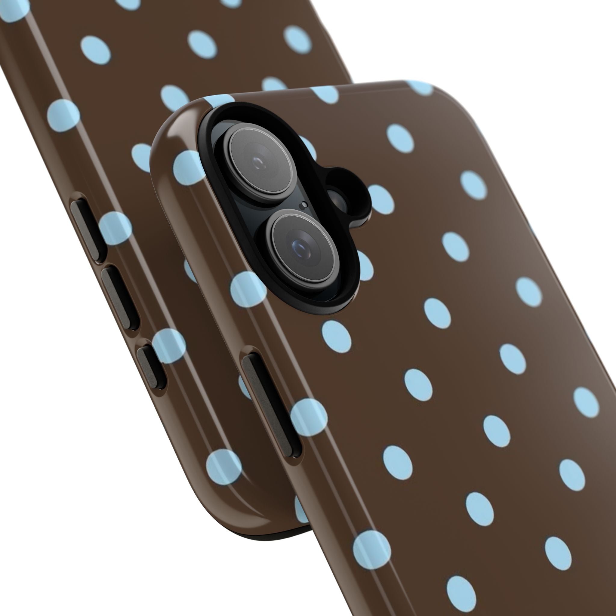 Brown Polka Dot Phone Case — Blue Dot Protective Tough Case