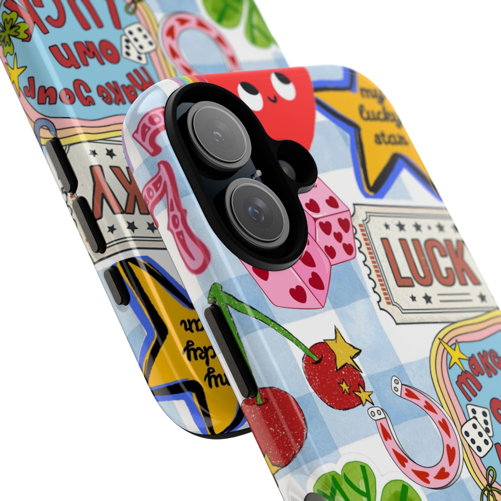 Lucky Charm Phone Case — Cute Kawaii Sticker Collage, ‘Make Your Own Luck’ Design