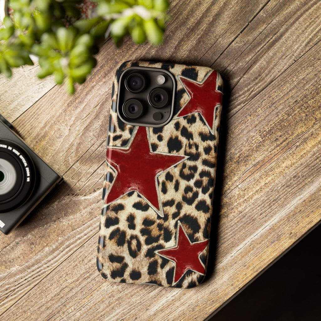Ruby Leopard Star – Red Stars on Animal Print