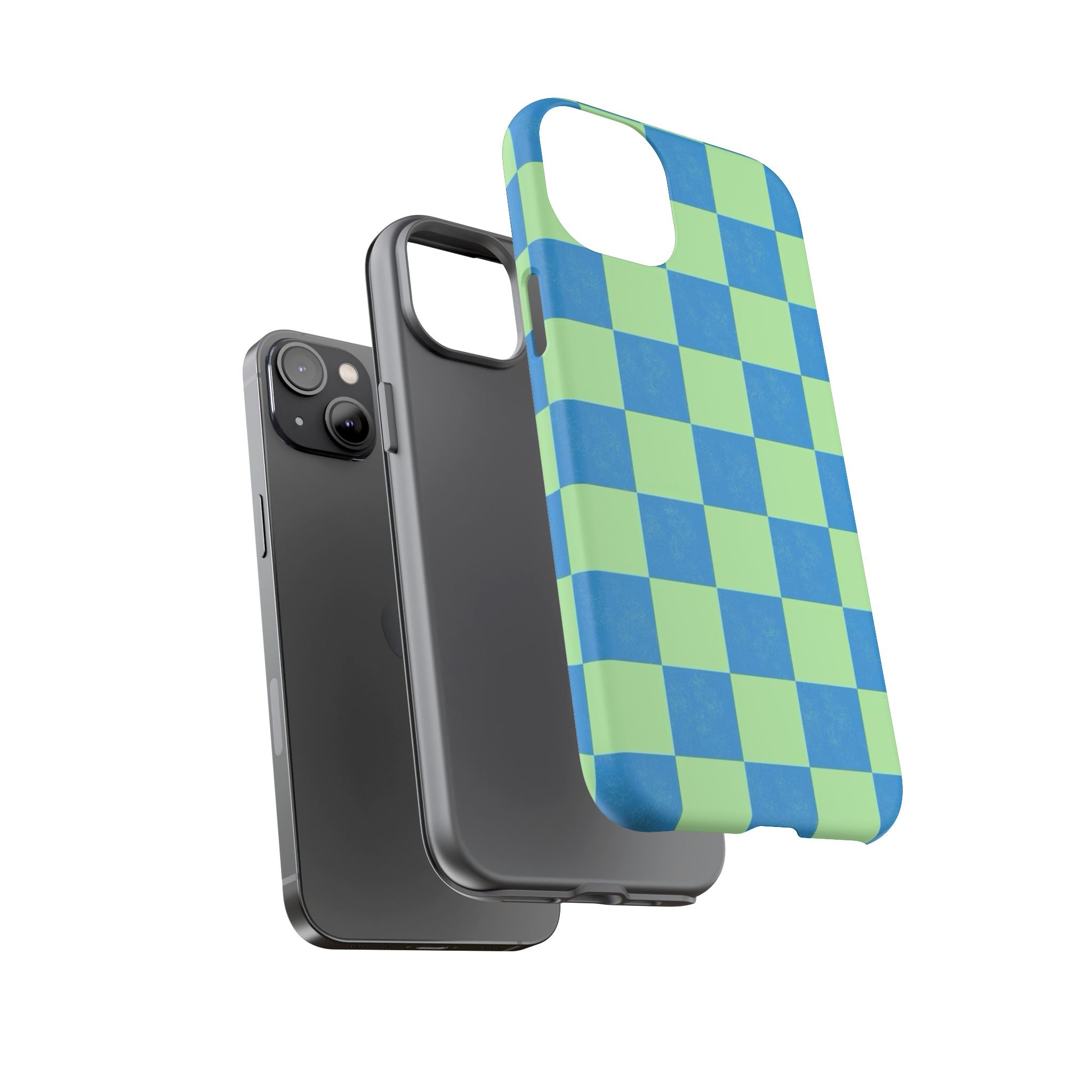 Cowgirl Blue Checkers — Retro Checkered Tough Phone Cover