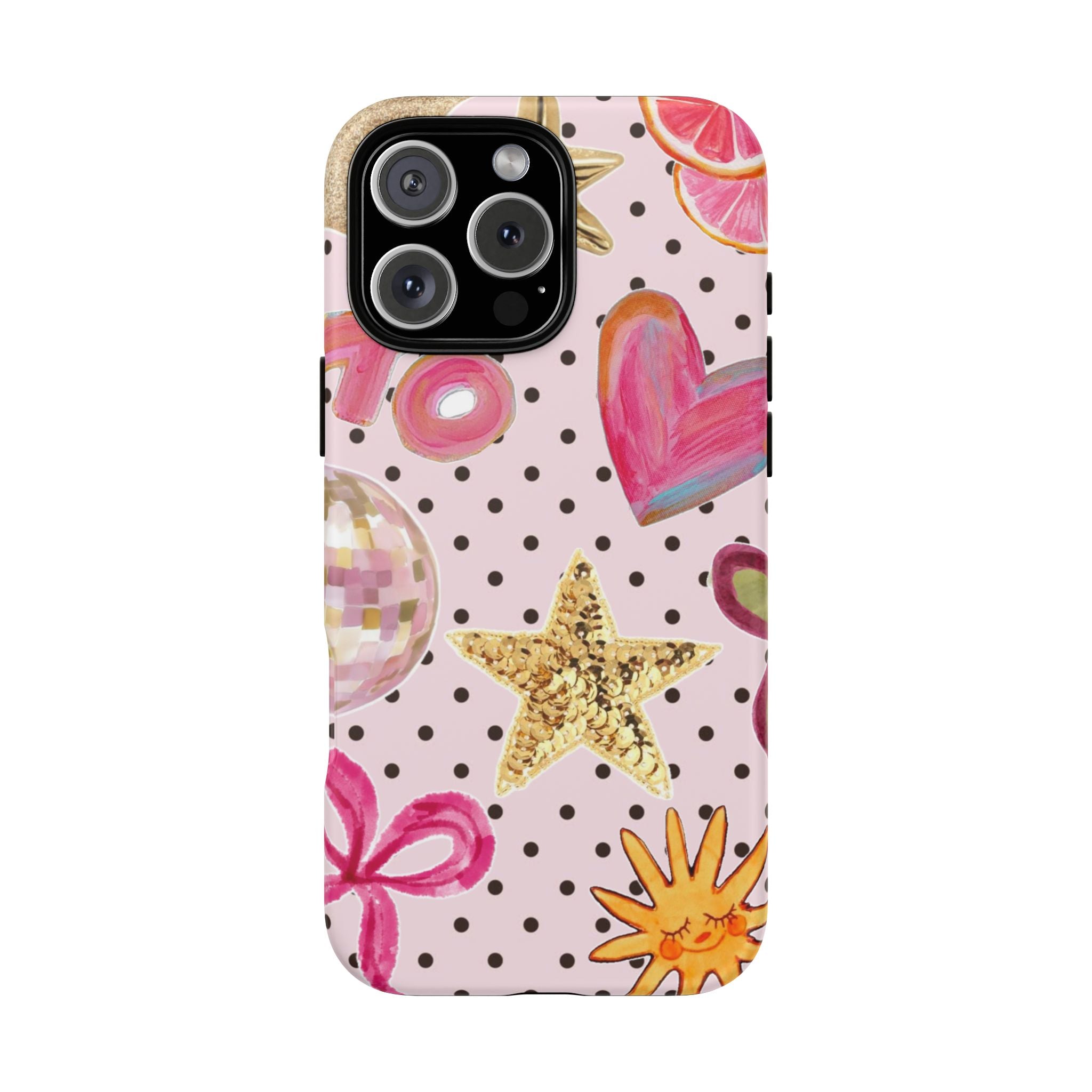 Pink Polka Dot Party — Pink Hearts, Stars & Disco Ball Design
