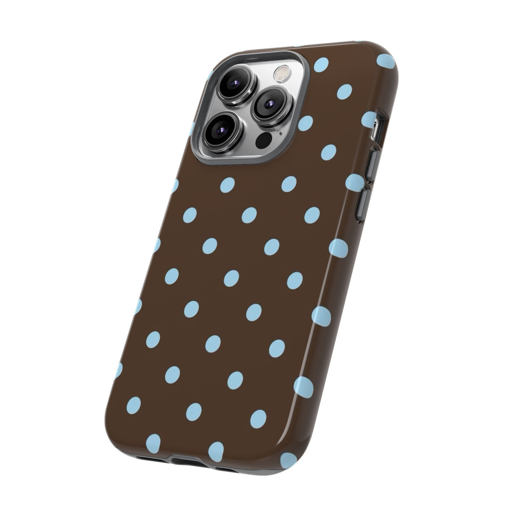 Brown Polka Dot Phone Case — Blue Dot Protective Tough Case