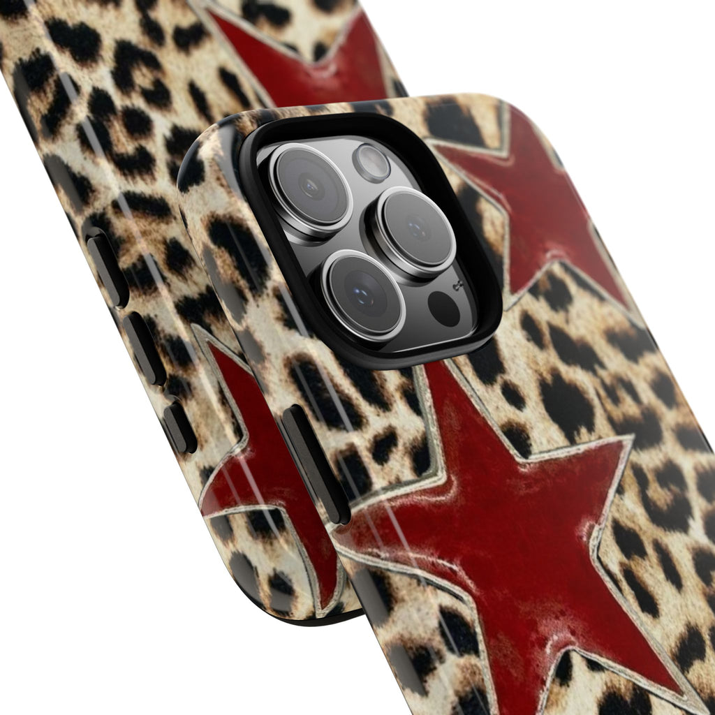 Ruby Leopard Star – Red Stars on Animal Print