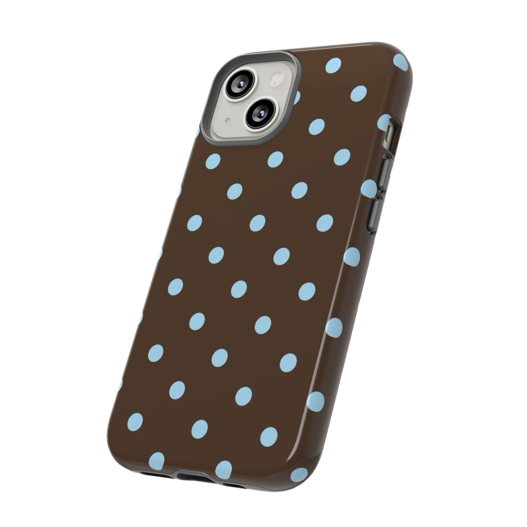 Brown Polka Dot Phone Case — Blue Dot Protective Tough Case