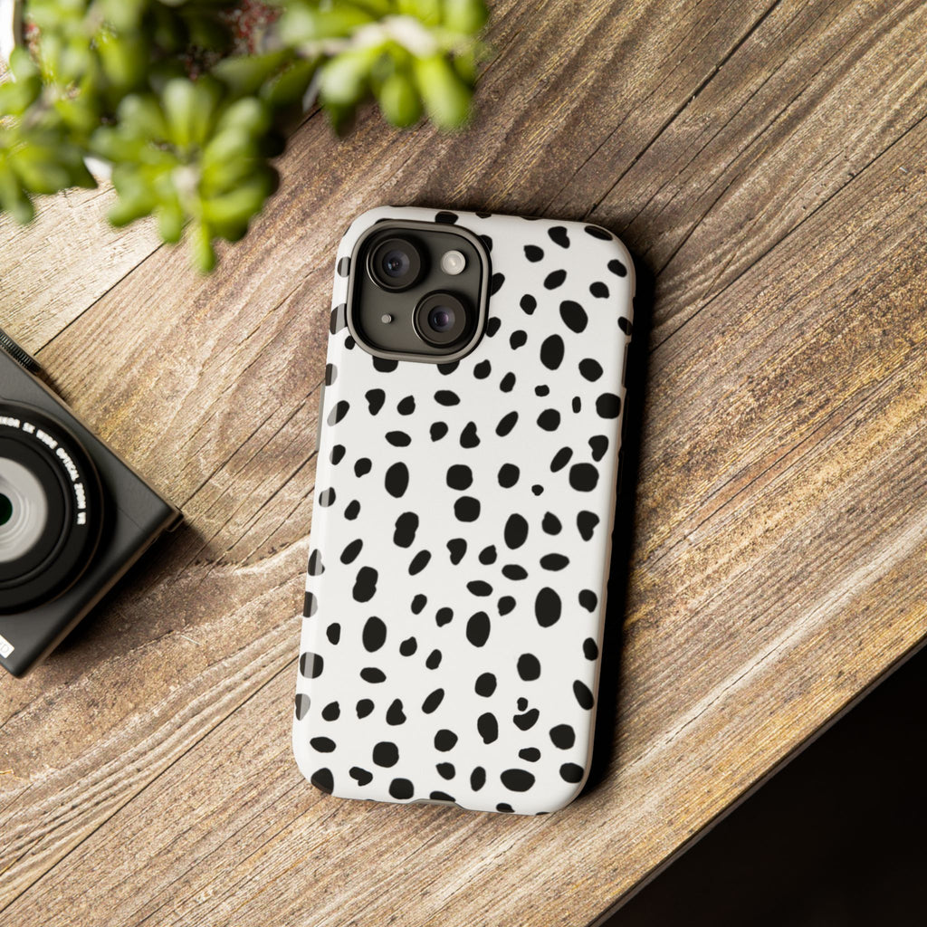 Dalmatian Spot Tough Phone Case — Black & White Protective Cover