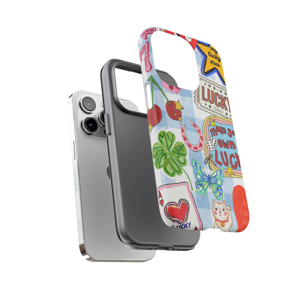 Lucky Charm Phone Case — Cute Kawaii Sticker Collage, ‘Make Your Own Luck’ Design