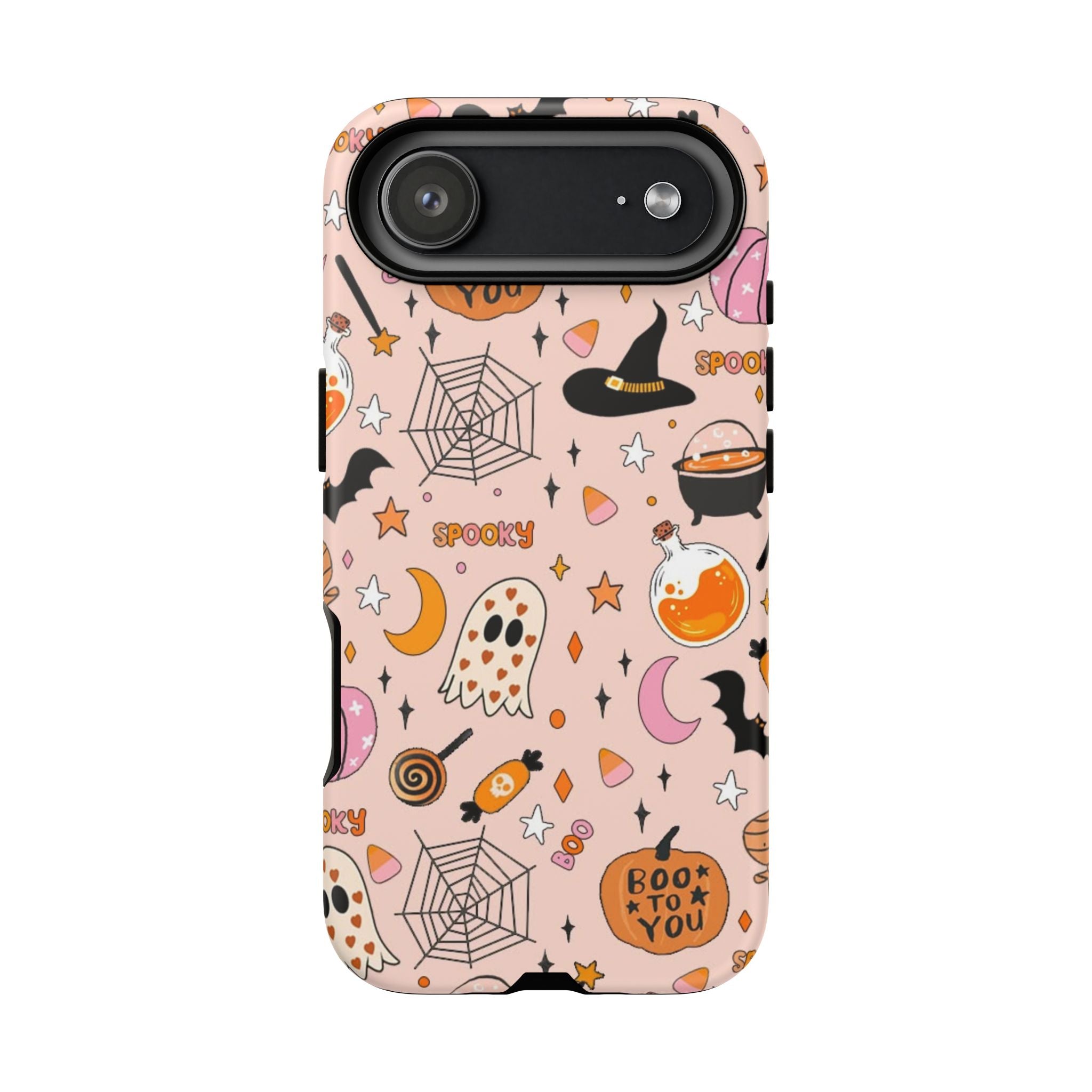 Spooky Halloween — Pink Ghosts, Witches, Candy & "Boo to You" Design