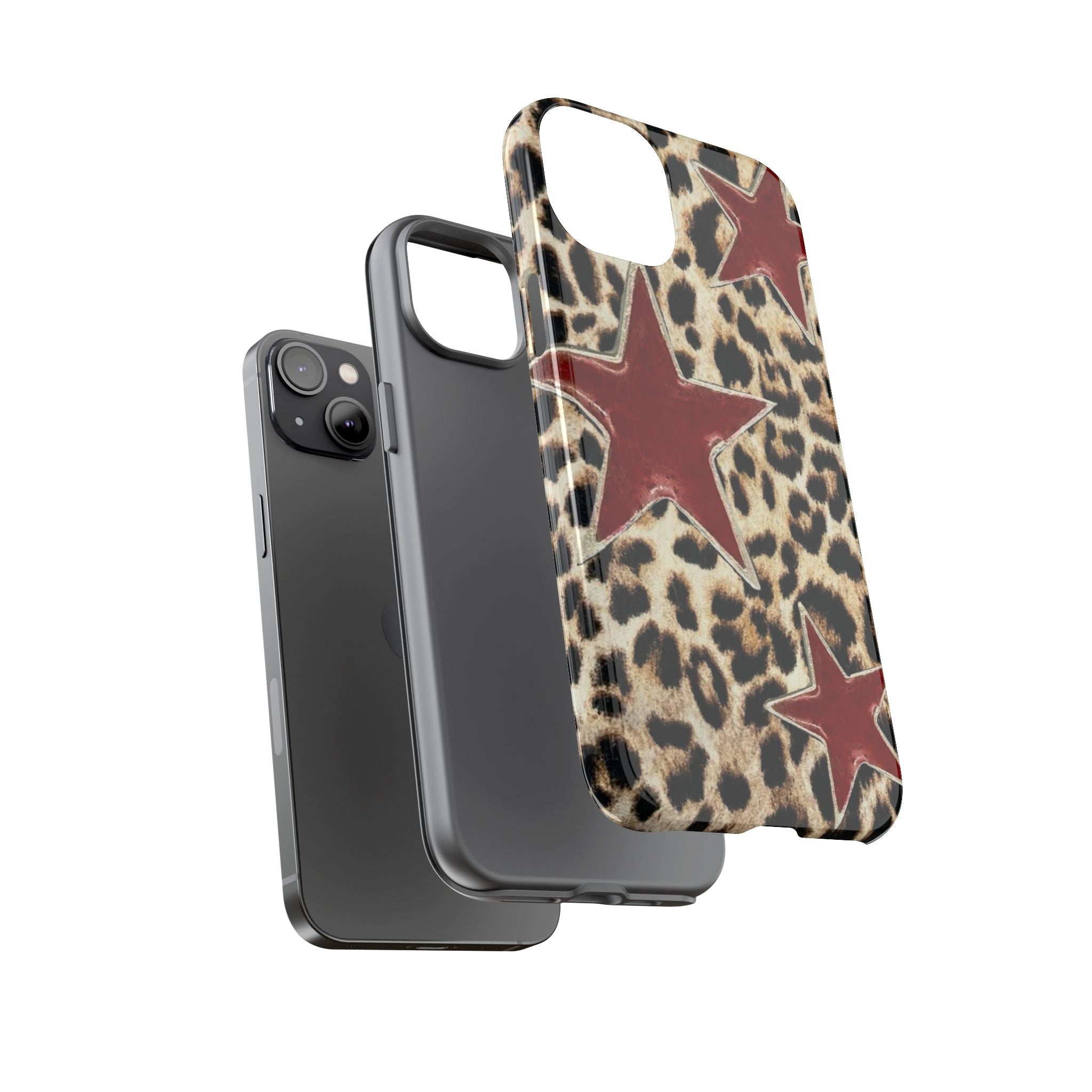 Ruby Leopard Star – Red Stars on Animal Print