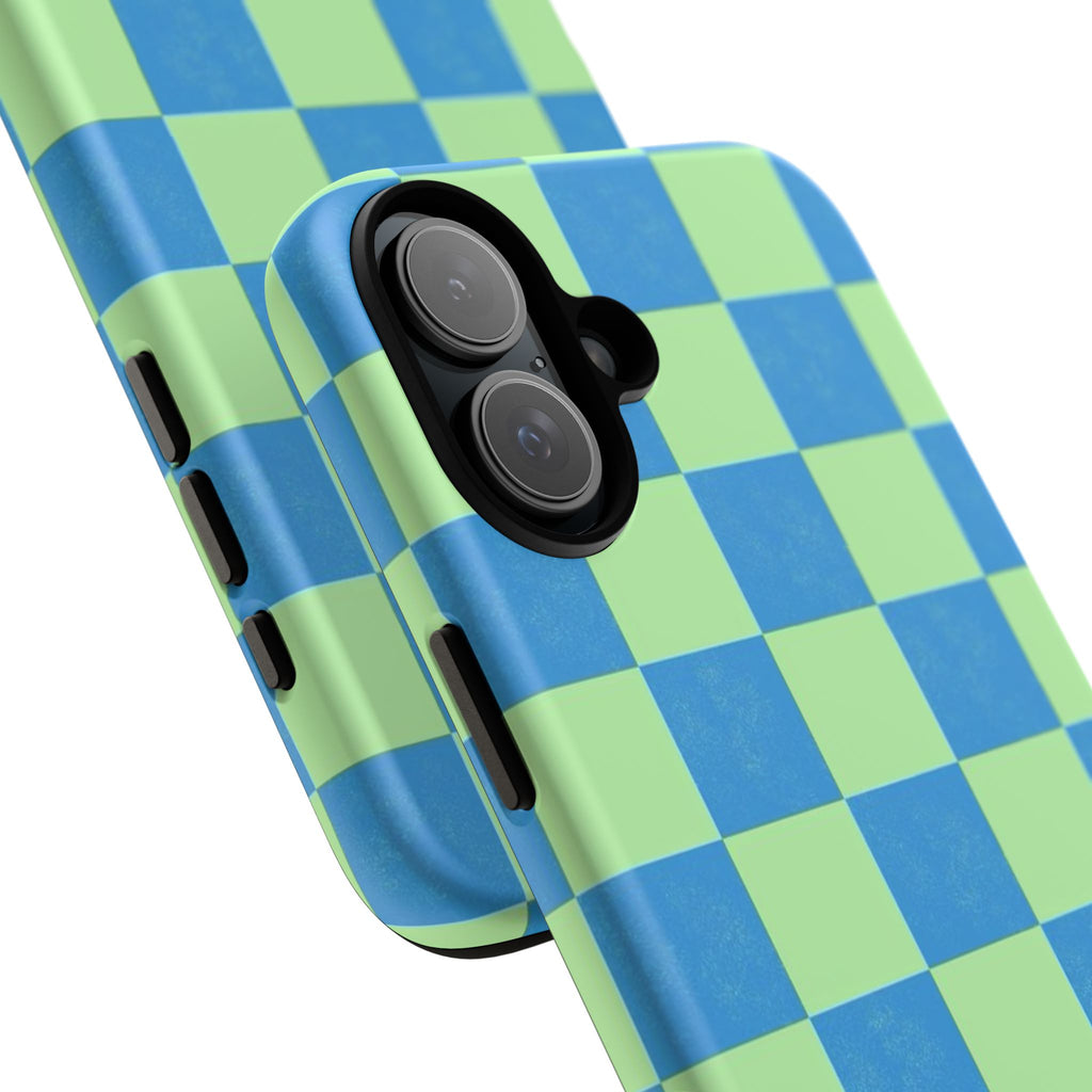 Cowgirl Blue Checkers — Retro Checkered Tough Phone Cover