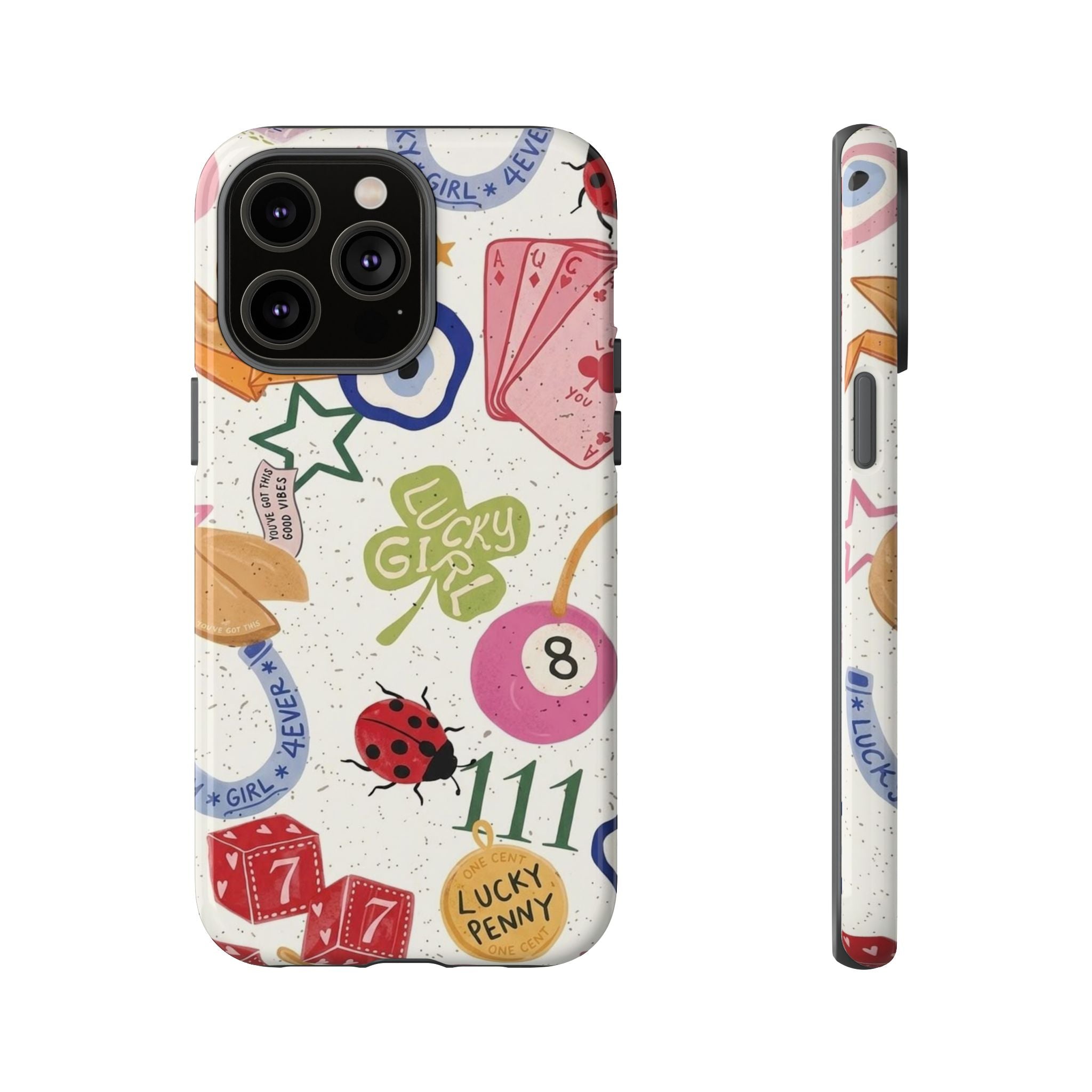 Lucky Charm Phone Case — 'Lucky Girl' Sticker Collage Design