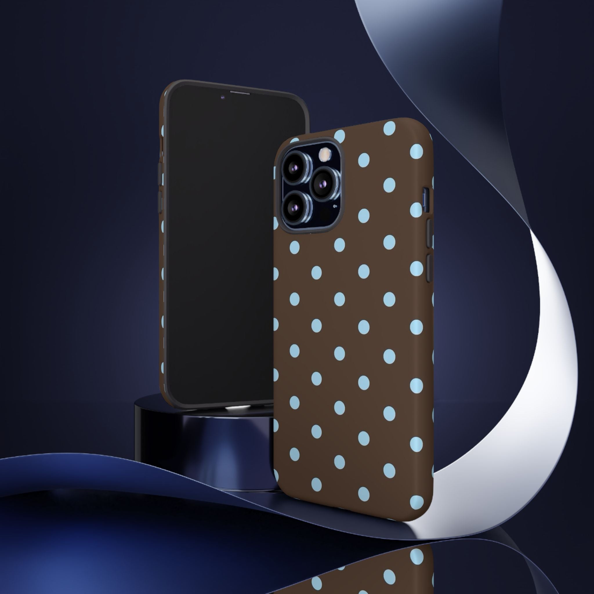 Brown Polka Dot Phone Case — Blue Dot Protective Tough Case