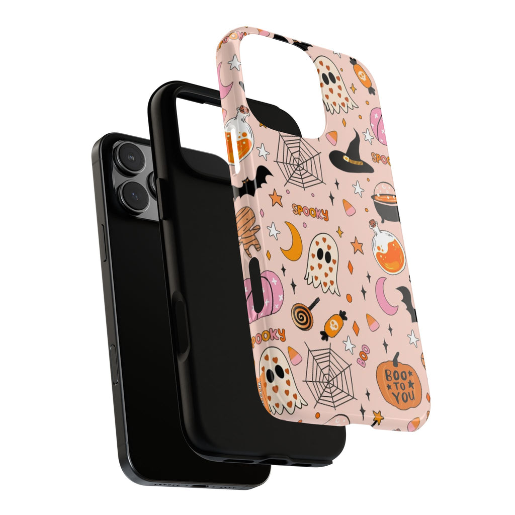 Spooky Halloween — Pink Ghosts, Witches, Candy & "Boo to You" Design