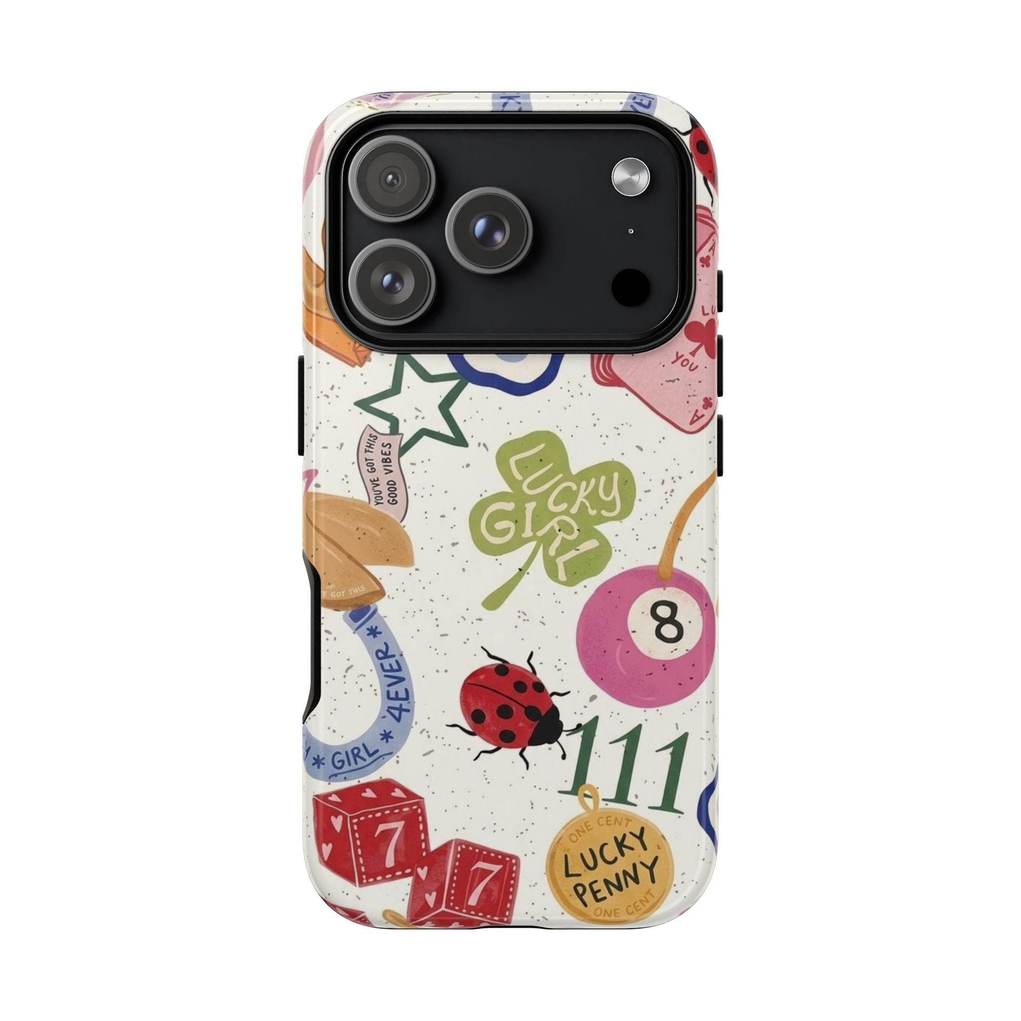 Lucky Charm Phone Case — 'Lucky Girl' Sticker Collage Design