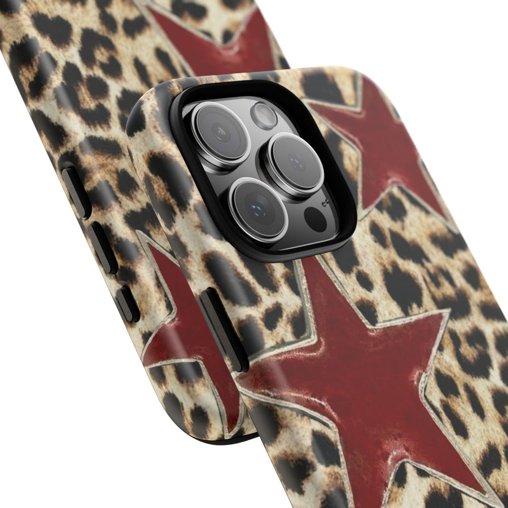 Ruby Leopard Star – Red Stars on Animal Print