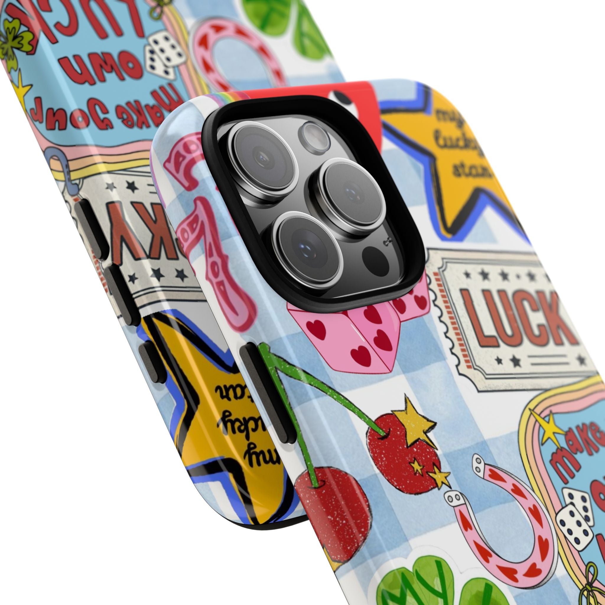 Lucky Charm Phone Case — Cute Kawaii Sticker Collage, ‘Make Your Own Luck’ Design