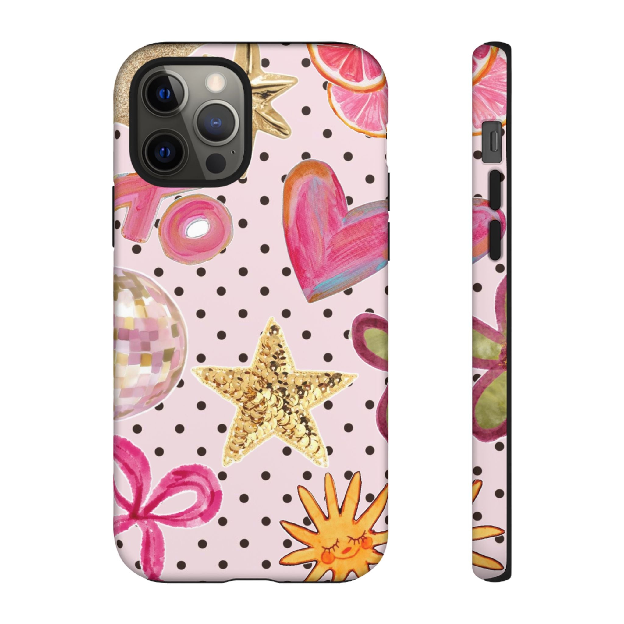 Pink Polka Dot Party — Pink Hearts, Stars & Disco Ball Design