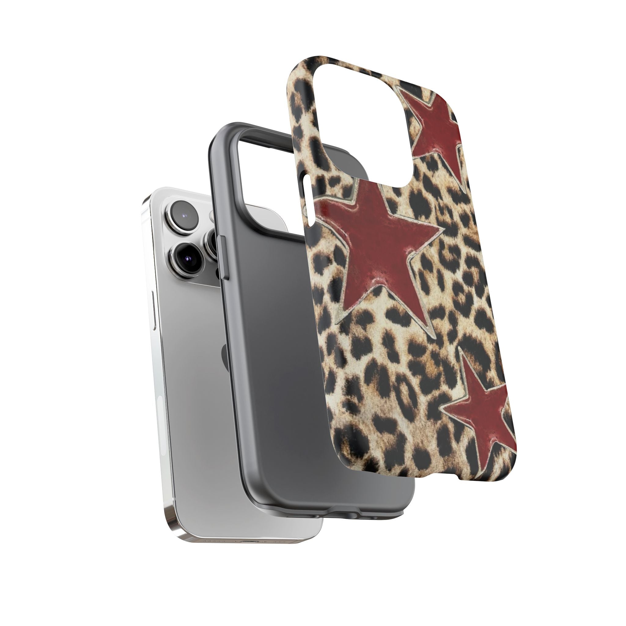 Ruby Leopard Star – Red Stars on Animal Print