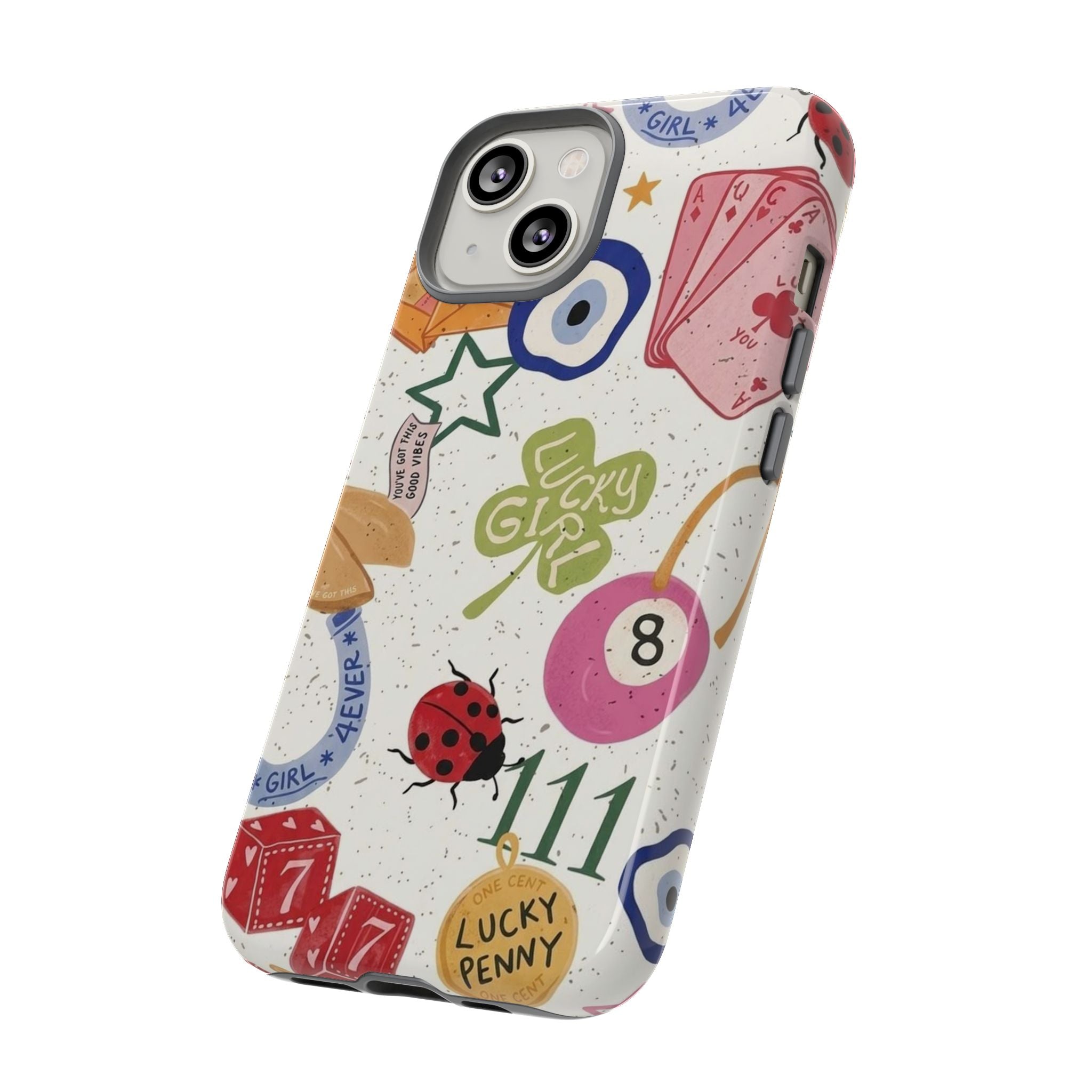 Lucky Charm Phone Case — 'Lucky Girl' Sticker Collage Design