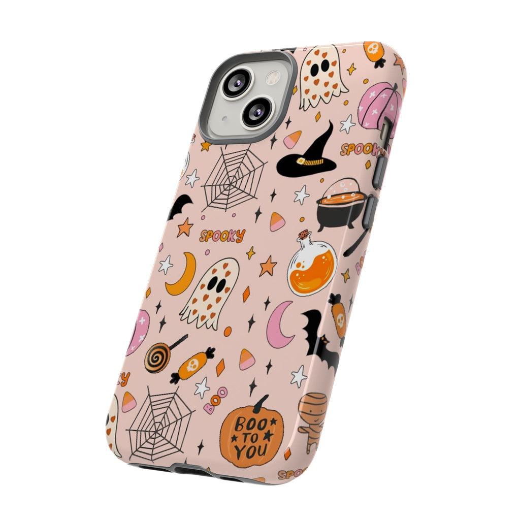 Spooky Halloween — Pink Ghosts, Witches, Candy & "Boo to You" Design