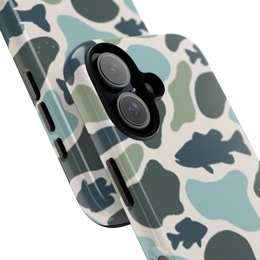 Camouflage Fish Tough Phone Case — Waterproof Blue-Green Camo iPhone Cover