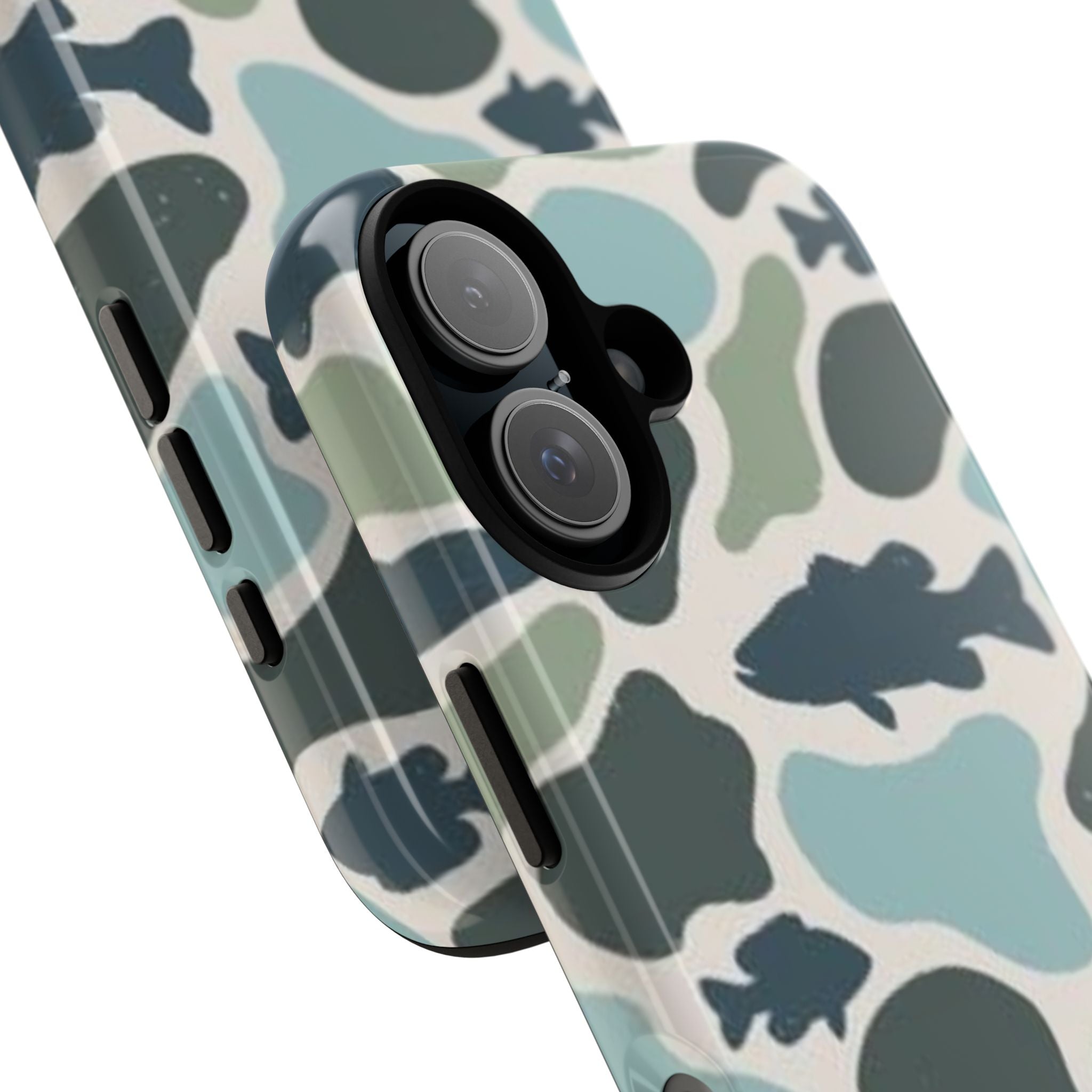 Camouflage Fish Tough Phone Case — Waterproof Blue-Green Camo iPhone Cover
