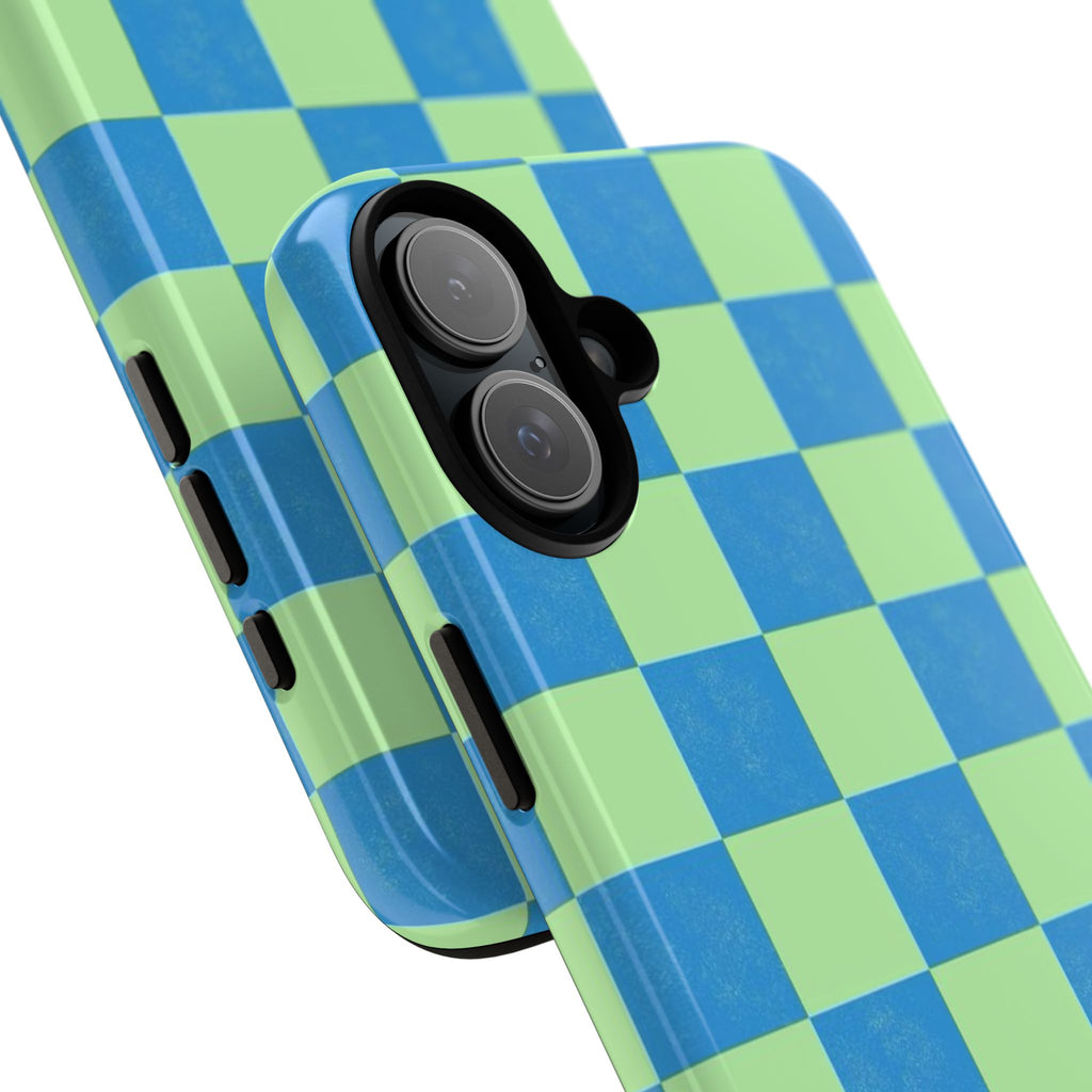 Cowgirl Blue Checkers — Retro Checkered Tough Phone Cover