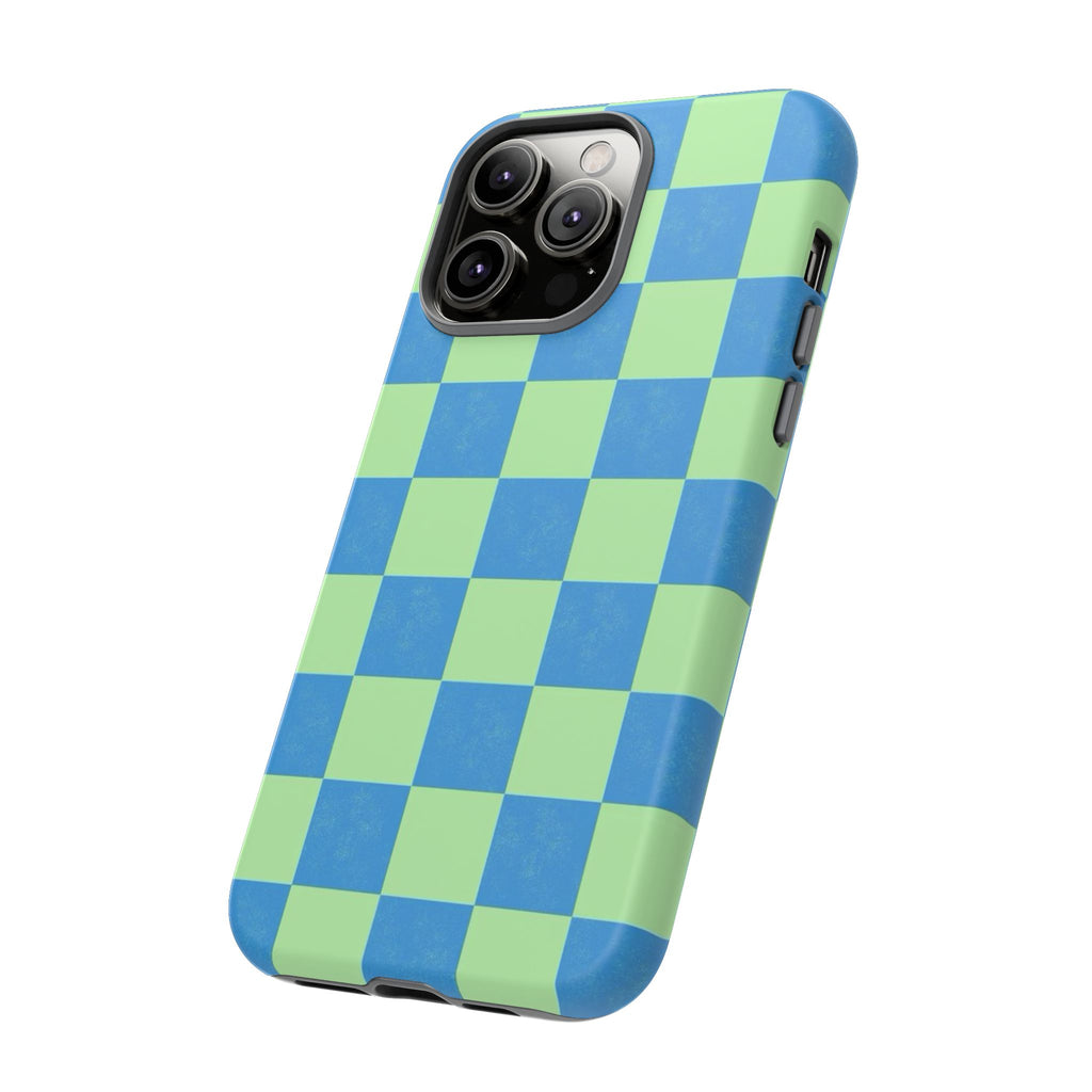 Cowgirl Blue Checkers — Retro Checkered Tough Phone Cover