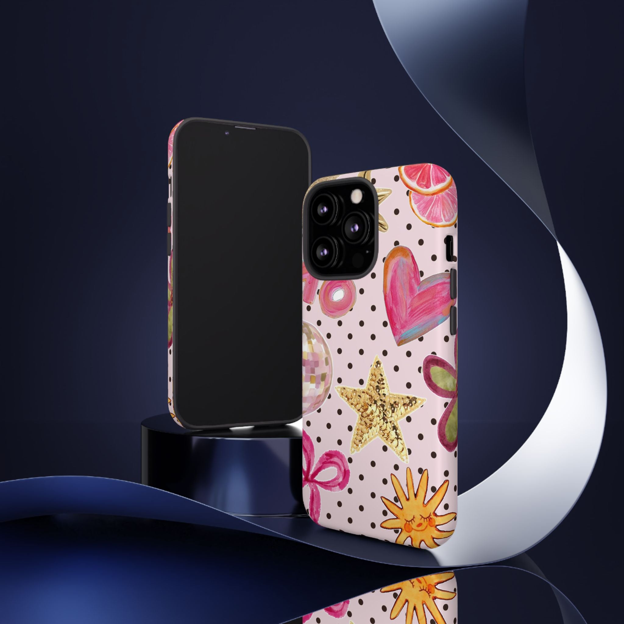 Pink Polka Dot Party — Pink Hearts, Stars & Disco Ball Design