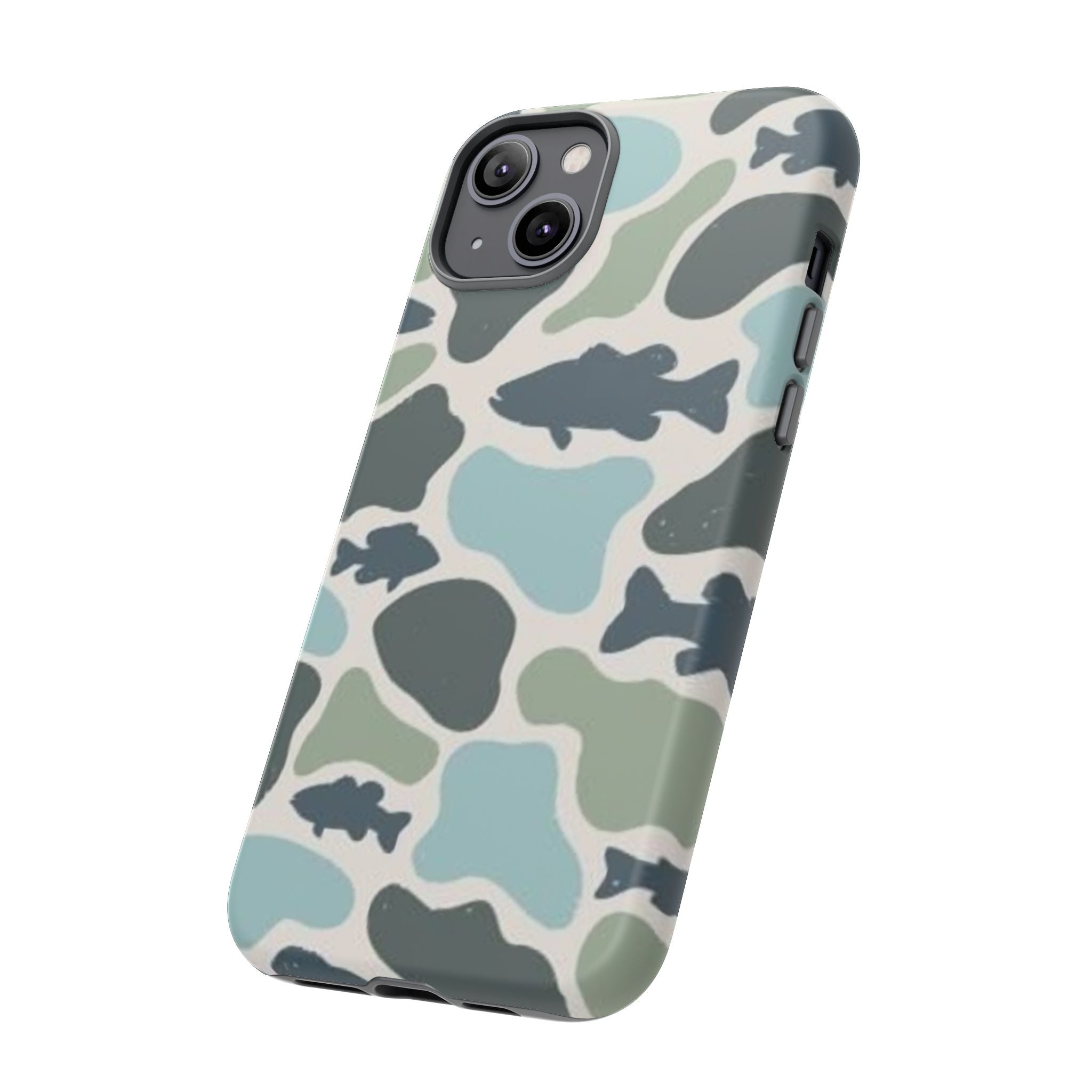 Camouflage Fish Tough Phone Case — Waterproof Blue-Green Camo iPhone Cover