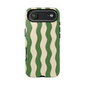 Wavy Green Stripe Phone Case — Retro Minimalist Tough Case