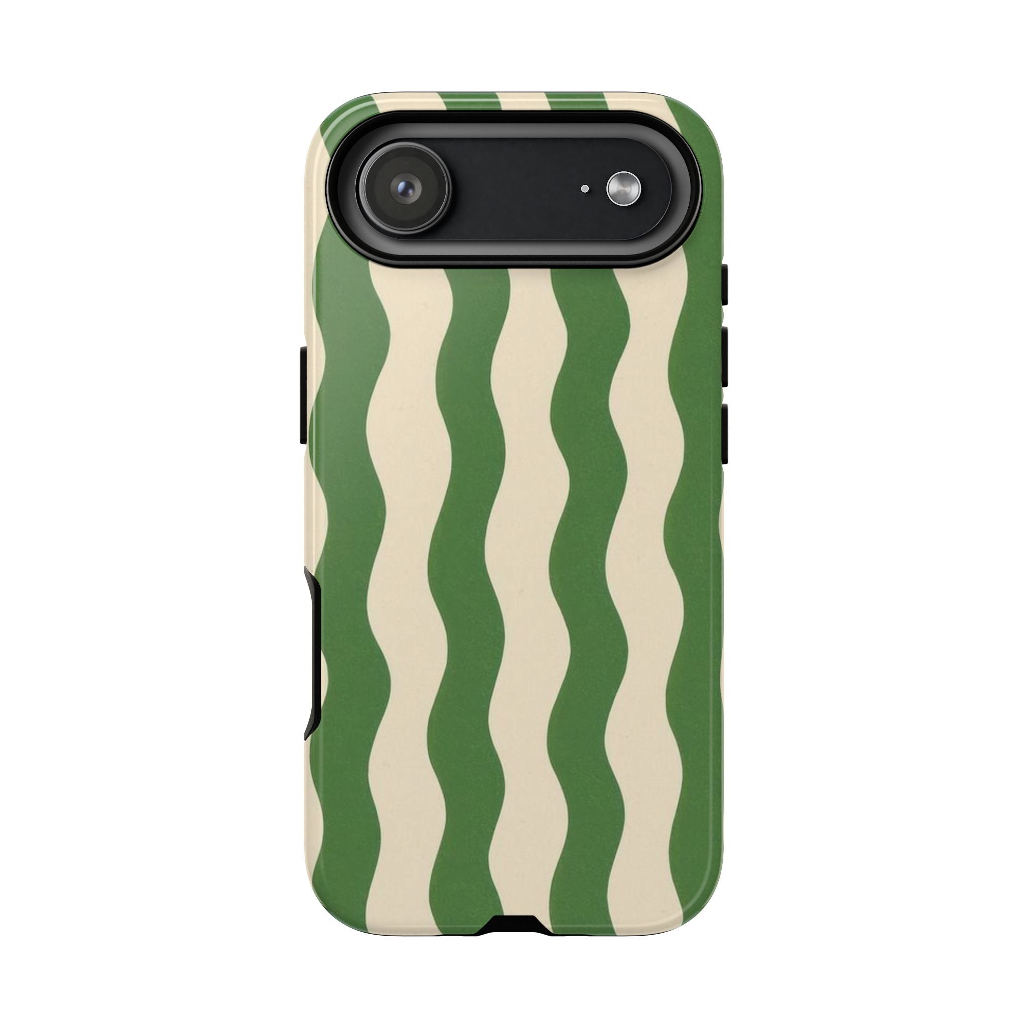 Wavy Green Stripe Phone Case — Retro Minimalist Tough Case