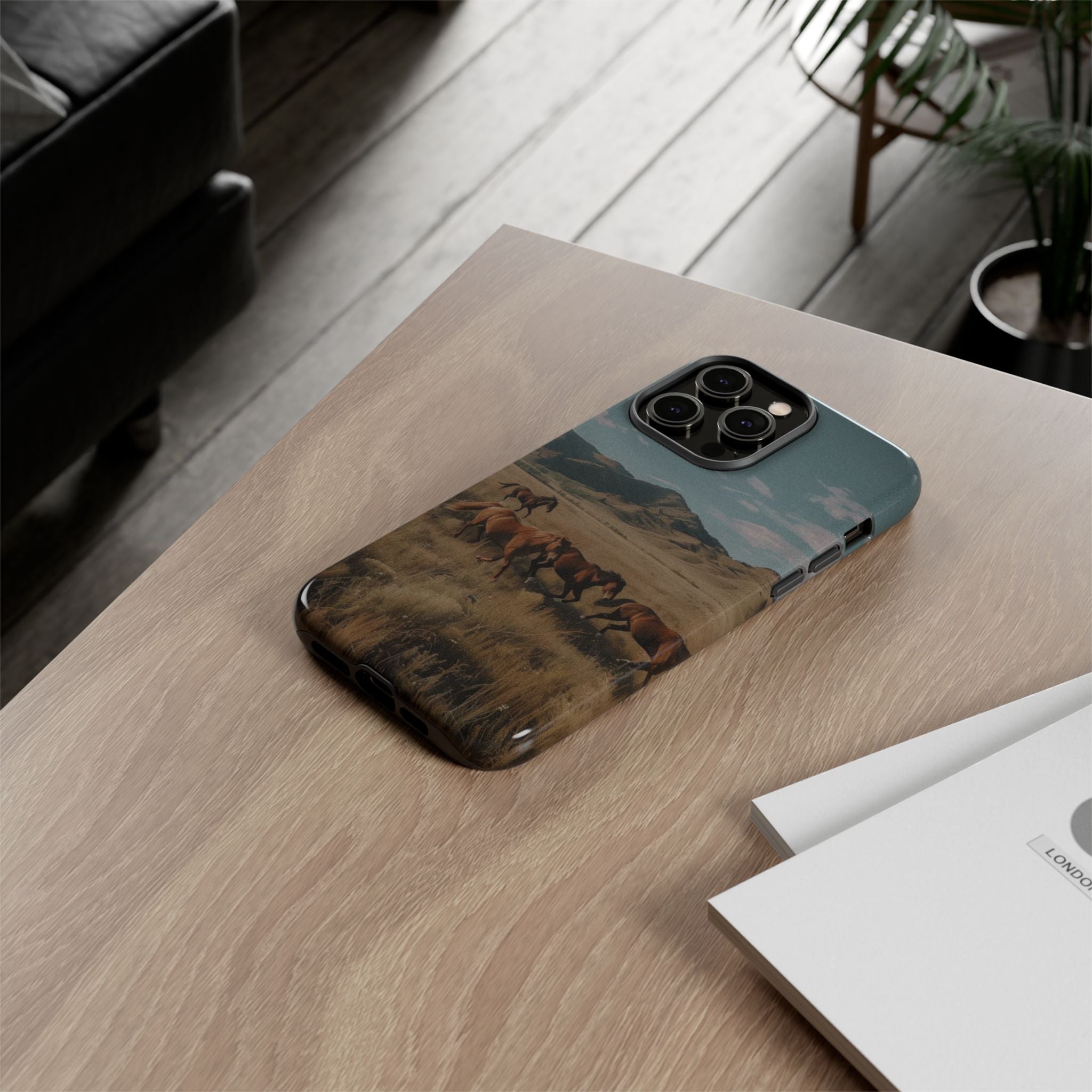 Wild Mustang – Durable Protective iPhone Case with Scenic Desert Horse Design