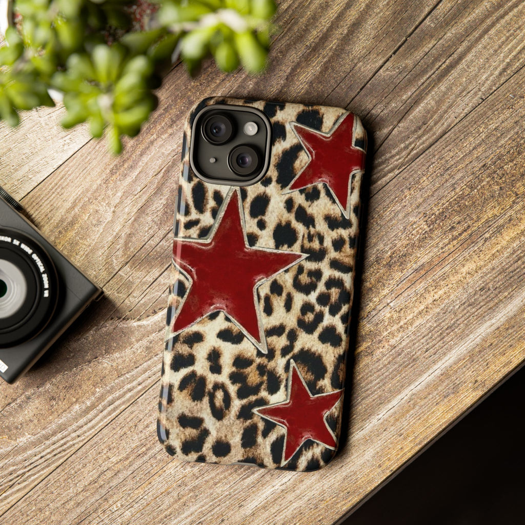 Ruby Leopard Star – Red Stars on Animal Print
