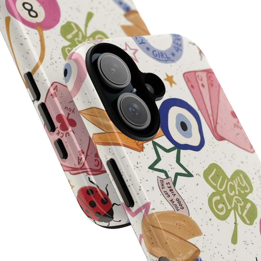 Lucky Charm Phone Case — 'Lucky Girl' Sticker Collage Design