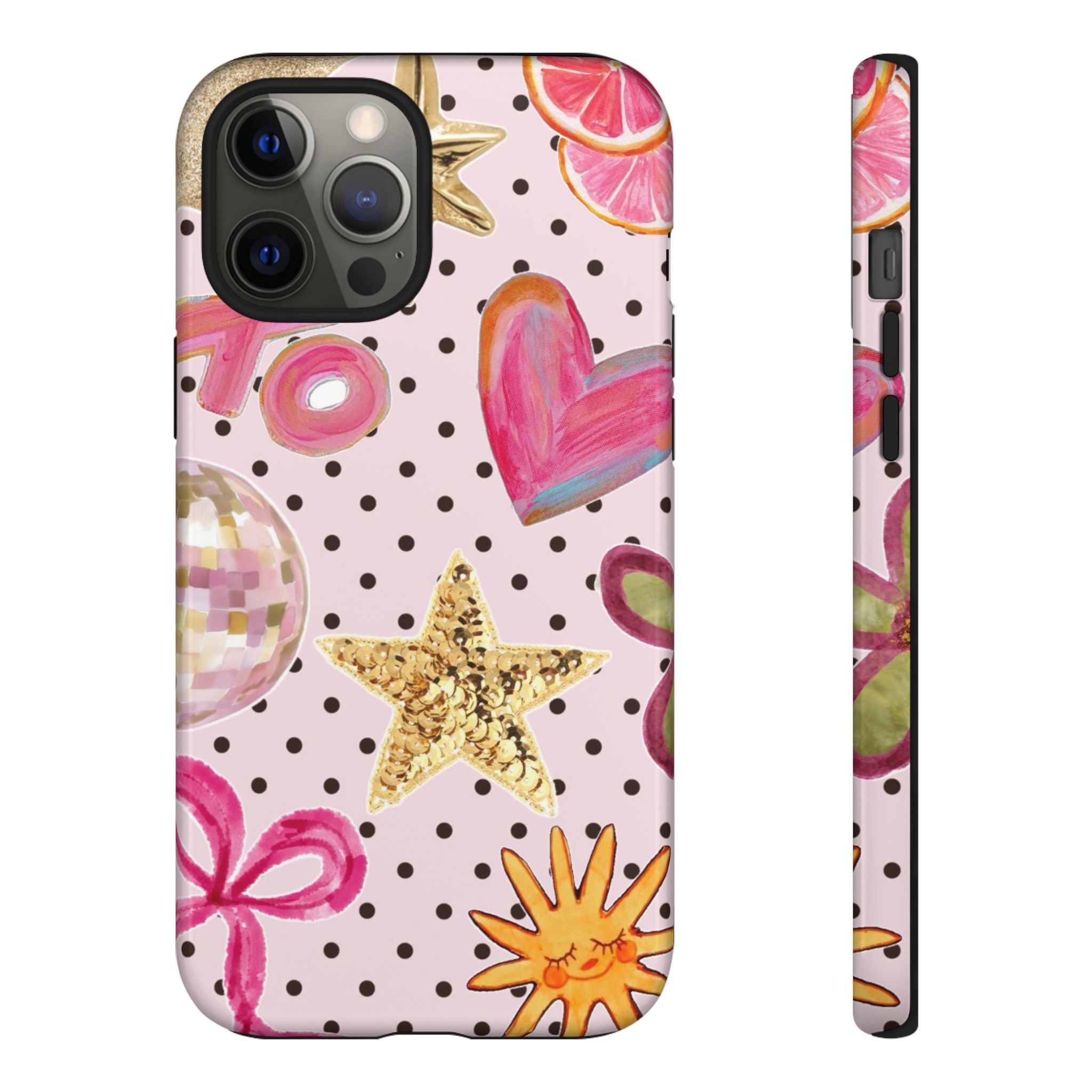 Pink Polka Dot Party — Pink Hearts, Stars & Disco Ball Design
