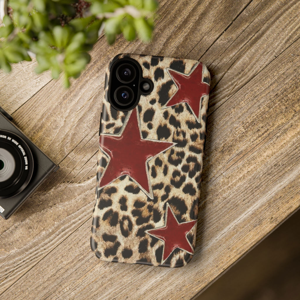 Ruby Leopard Star – Red Stars on Animal Print