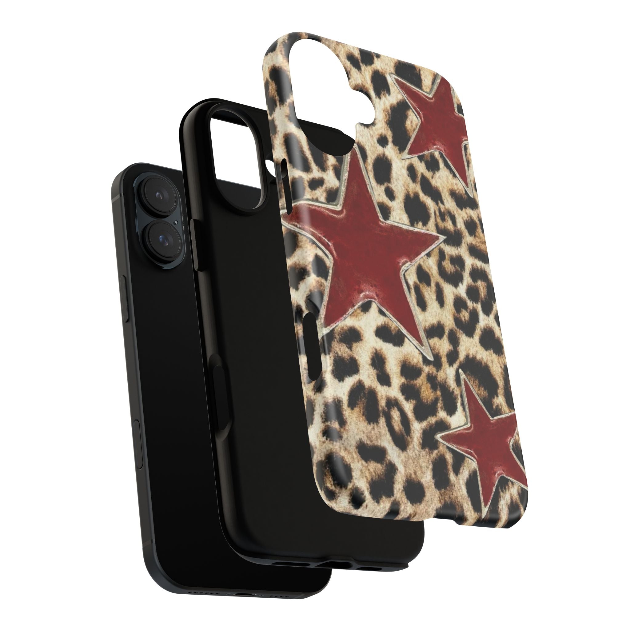 Ruby Leopard Star – Red Stars on Animal Print