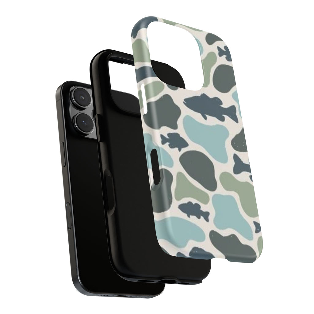 Camouflage Fish Tough Phone Case — Waterproof Blue-Green Camo iPhone Cover