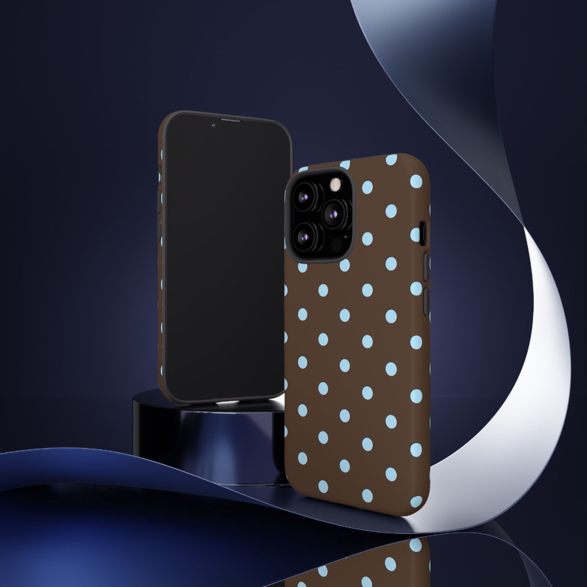 Brown Polka Dot Phone Case — Blue Dot Protective Tough Case