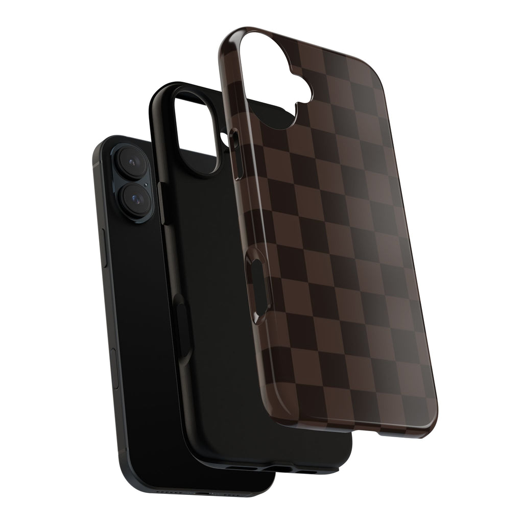 Lucky Chocolate Checkered  — Brown Grid Protective Cover