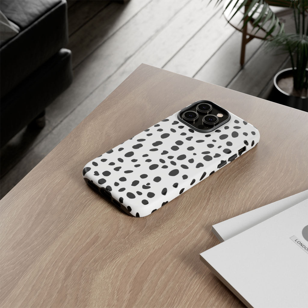 Dalmatian Spot Tough Phone Case — Black & White Protective Cover