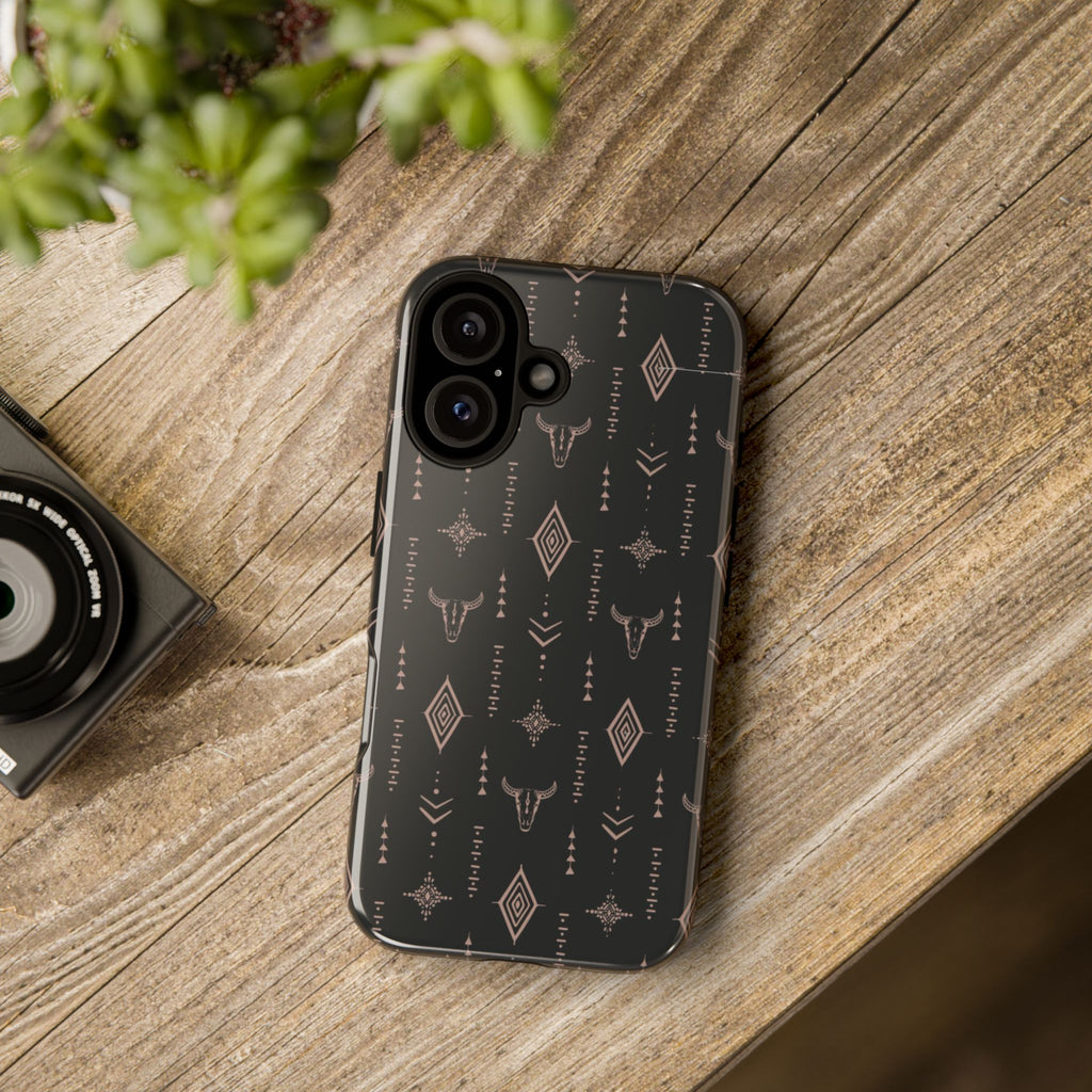 Western Diamond Bull Tough Phone Case — Protective Southwestern Pattern