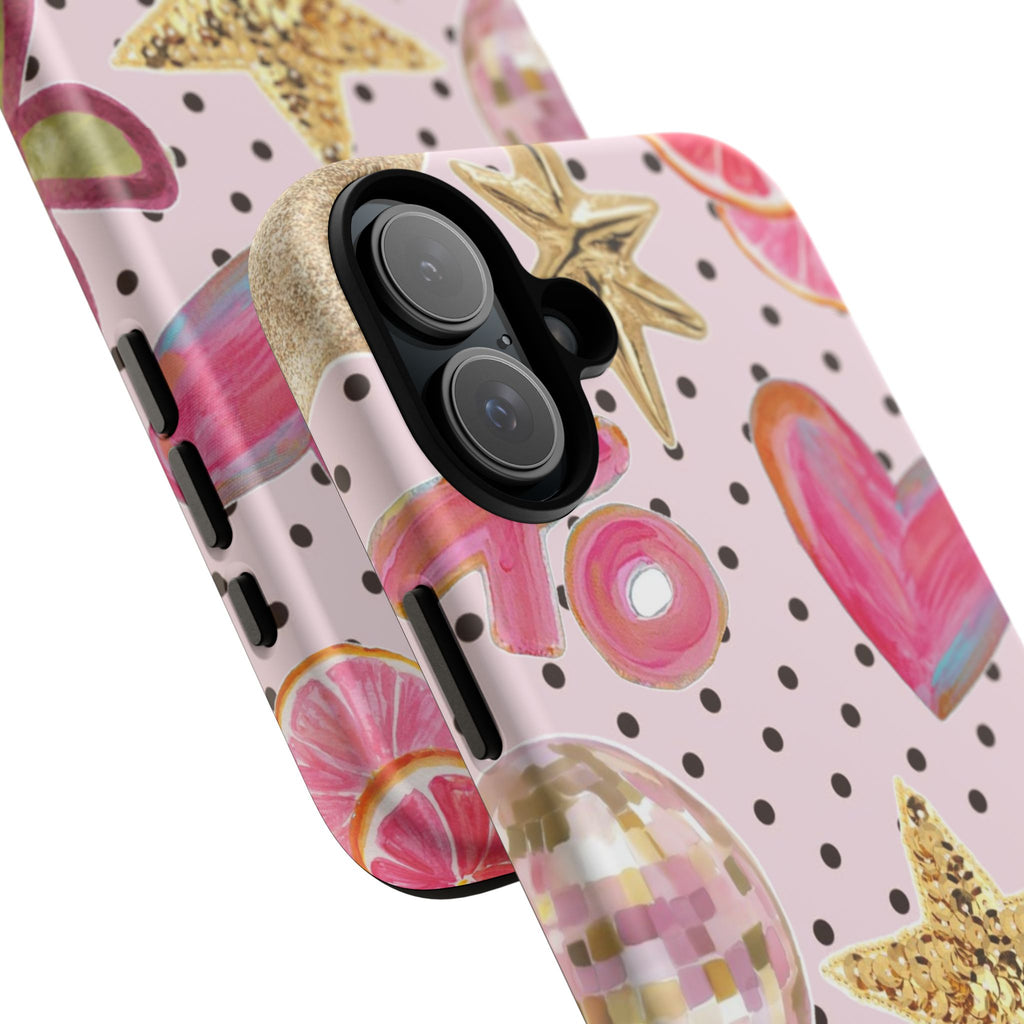 Pink Polka Dot Party — Pink Hearts, Stars & Disco Ball Design