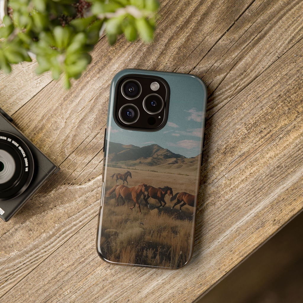 Wild Mustang – Durable Protective iPhone Case with Scenic Desert Horse Design
