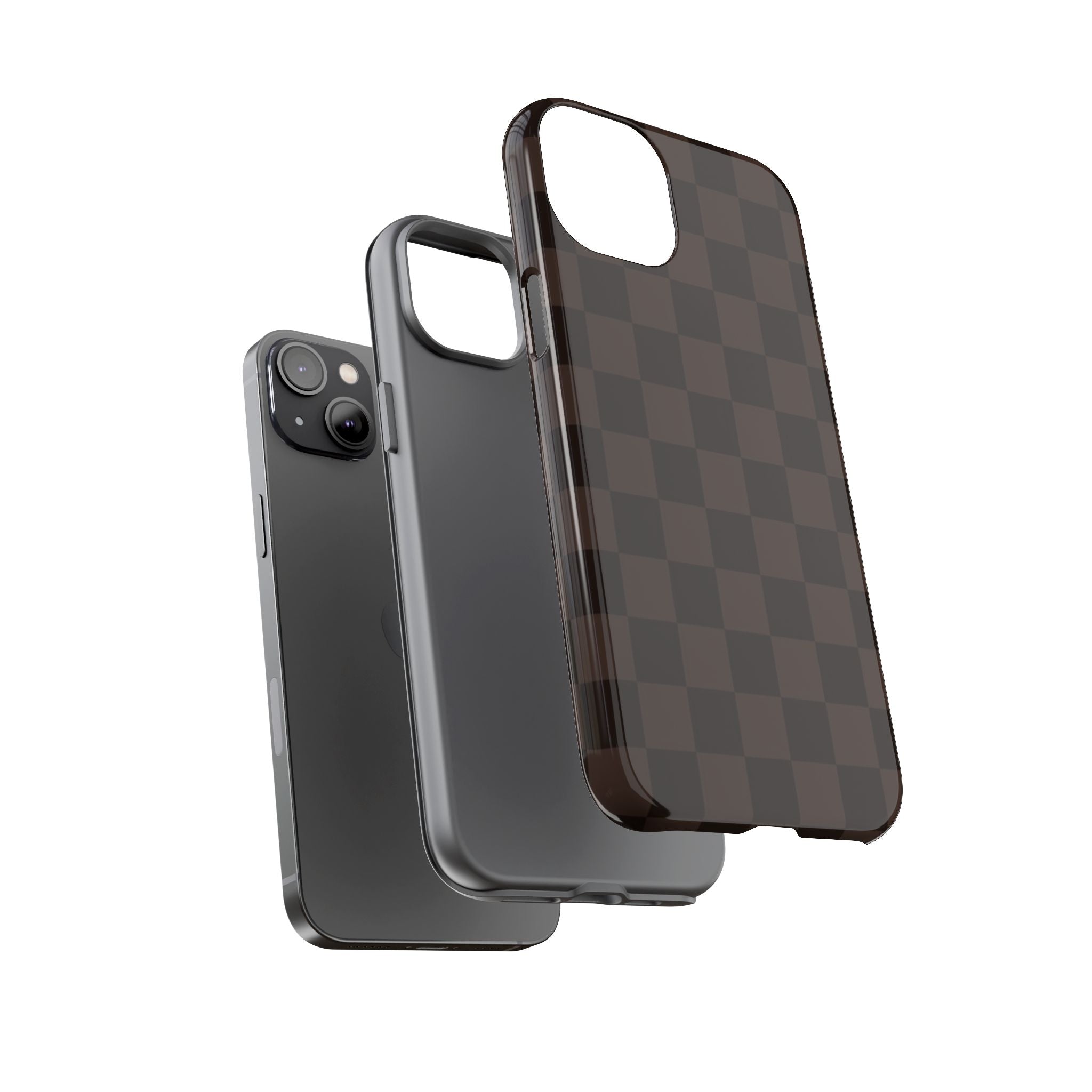 Lucky Chocolate Checkered  — Brown Grid Protective Cover