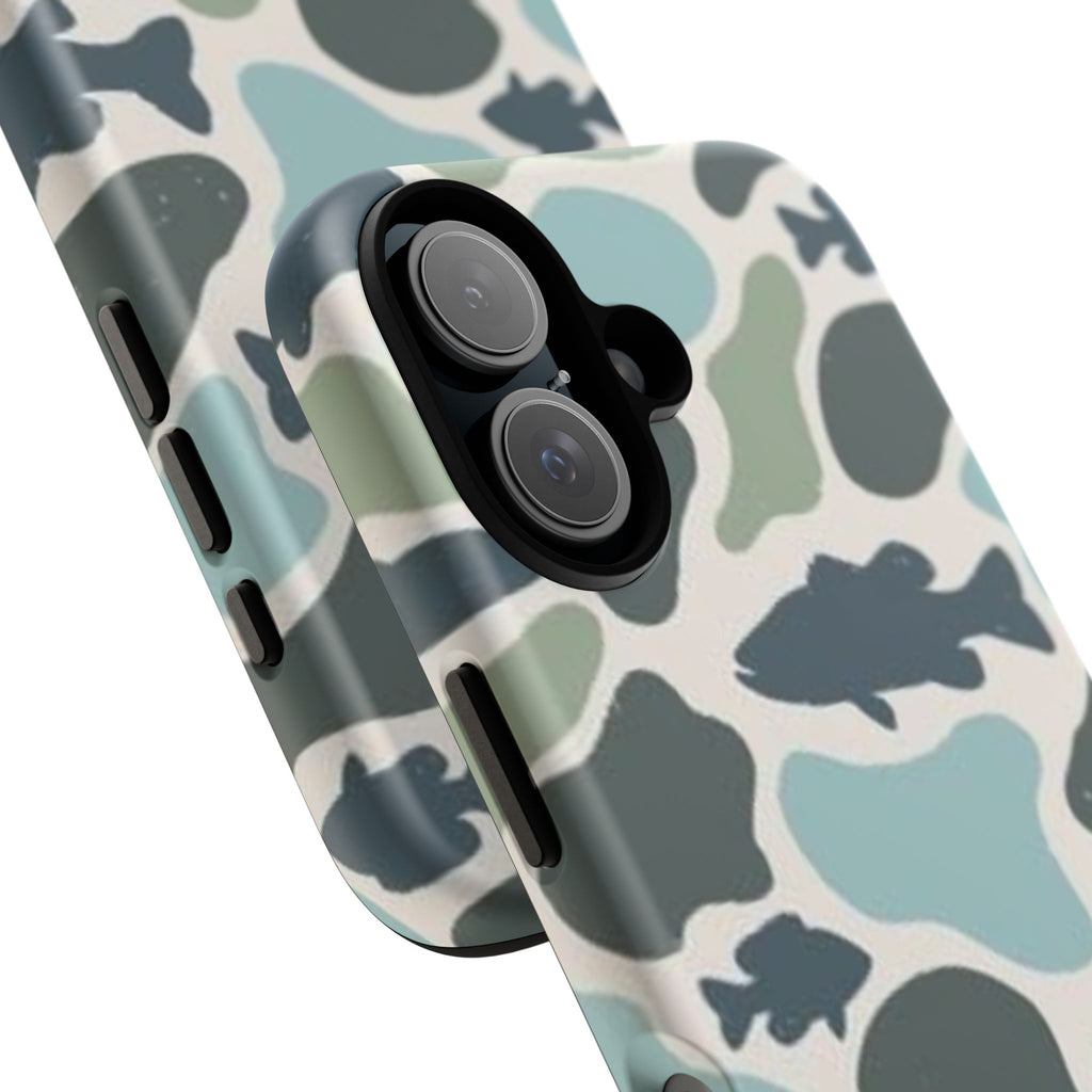 Camouflage Fish Tough Phone Case — Waterproof Blue-Green Camo iPhone Cover